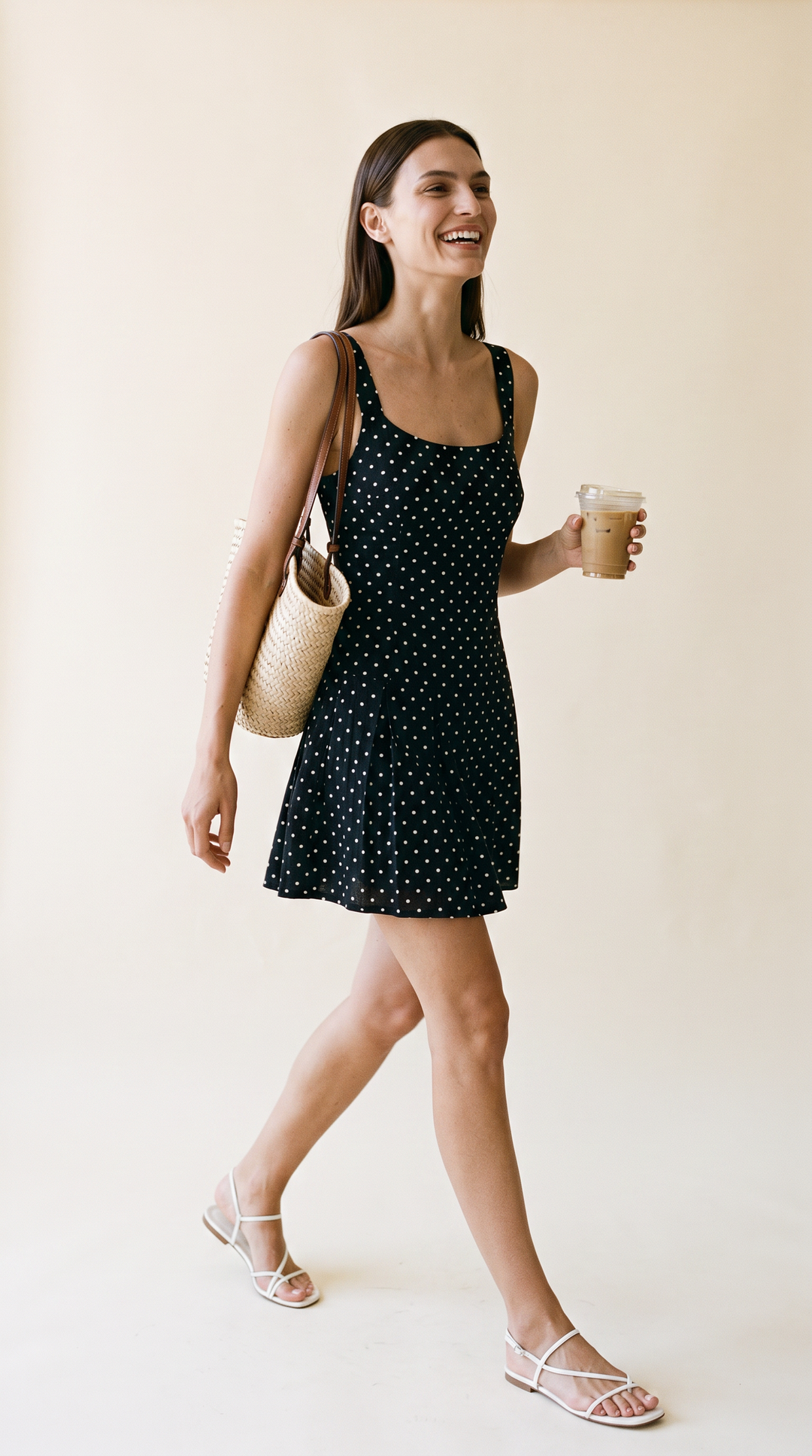 Nina – Dropped Waist Mini Cocktail Dress In Polkadots