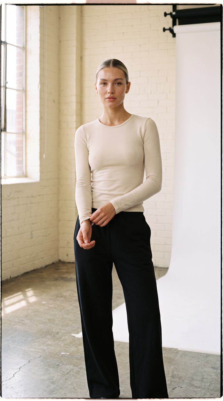 FORM Crew Long Sleeve Cream-Isabeyphotography-2