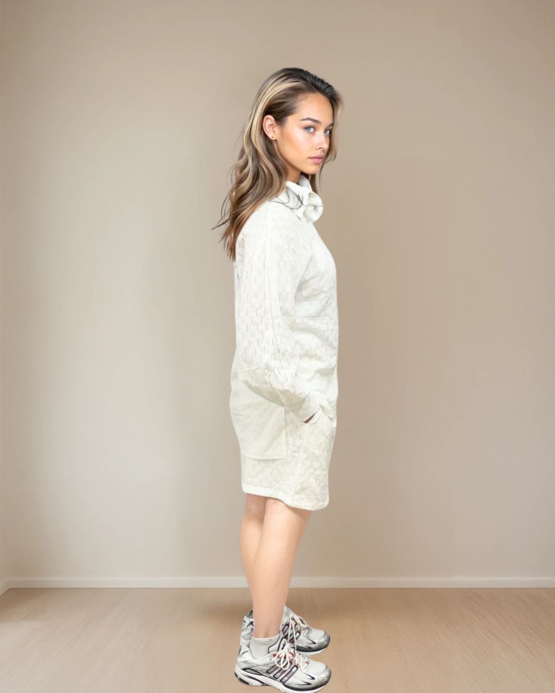 Carlie 2pc Jacquard Cotton Short Set in white