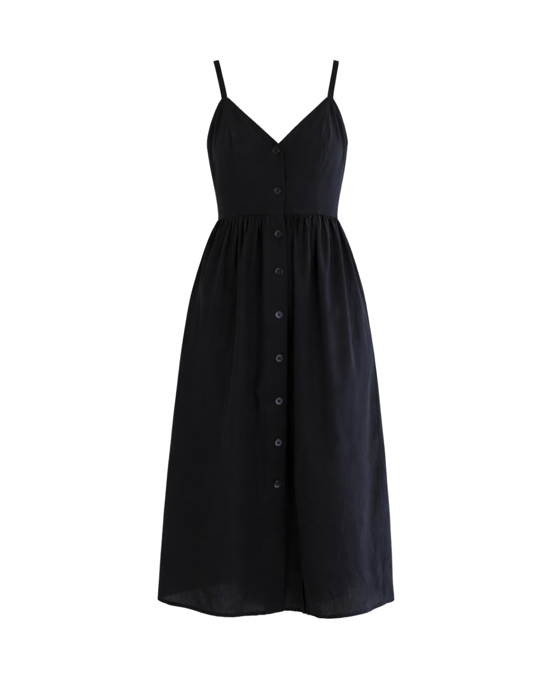 Alina - Button Front Midi Dress Black