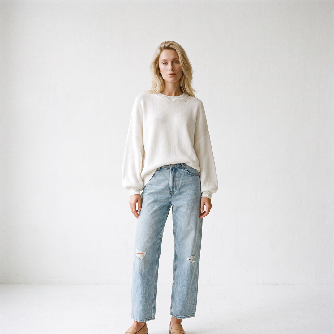 Veda Knit White - bright studio