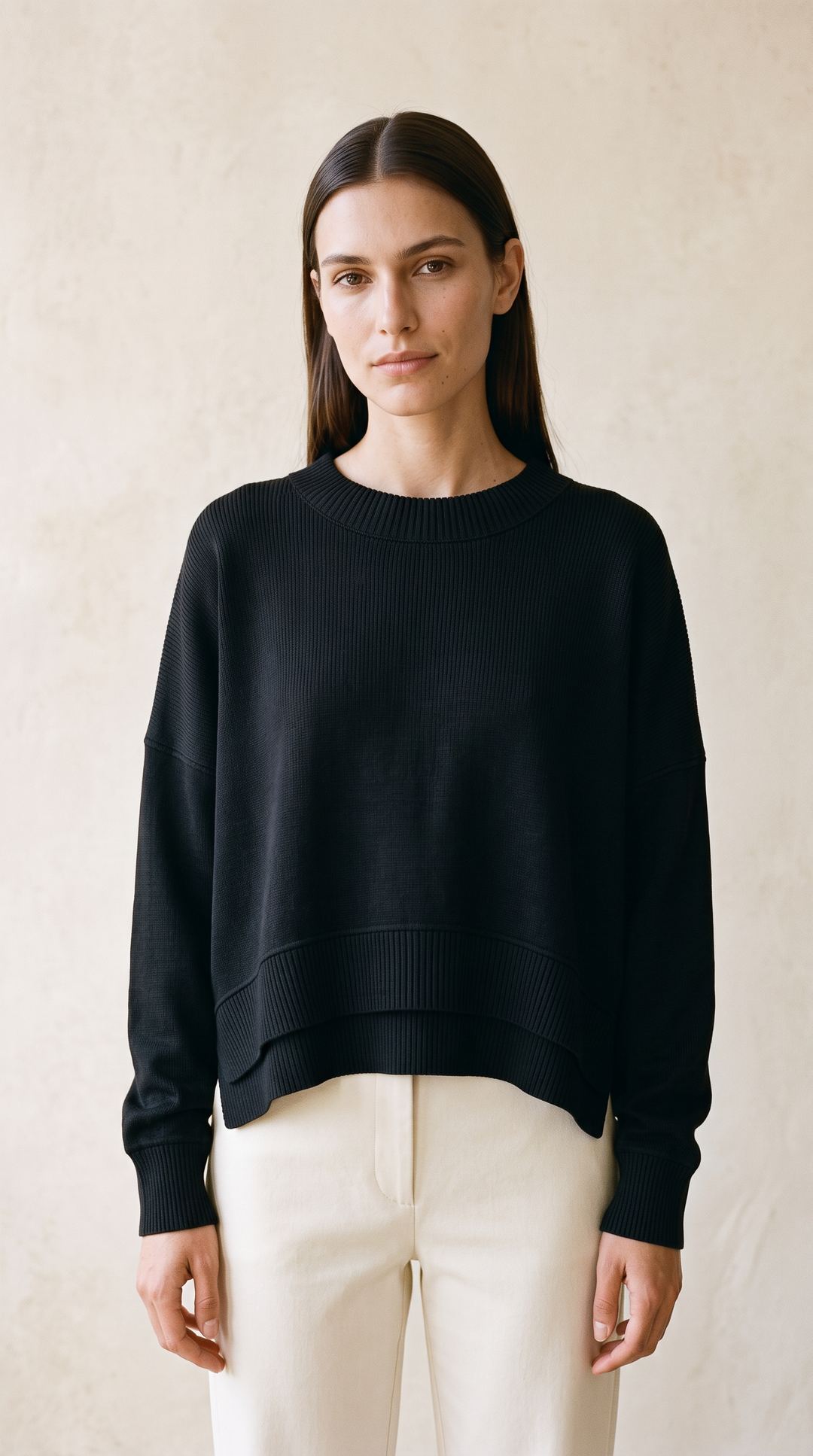 Celeste Silky Knit Sweater in Black
