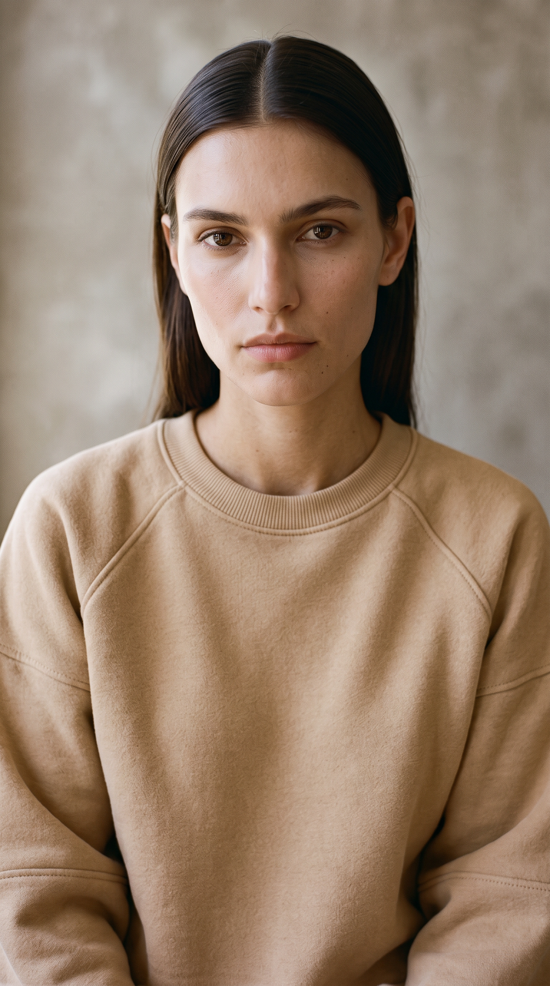 Cece - Fleece Crew Neck Spring Sweatshirt In Camel