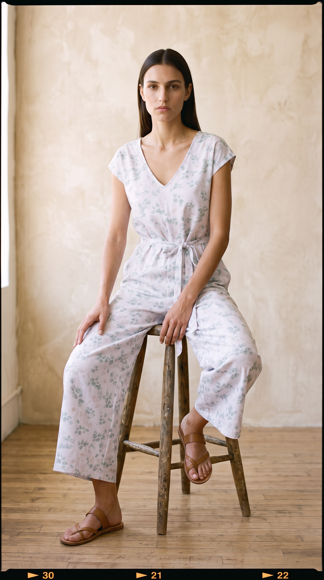 Errand Day Romper in White Rose Print