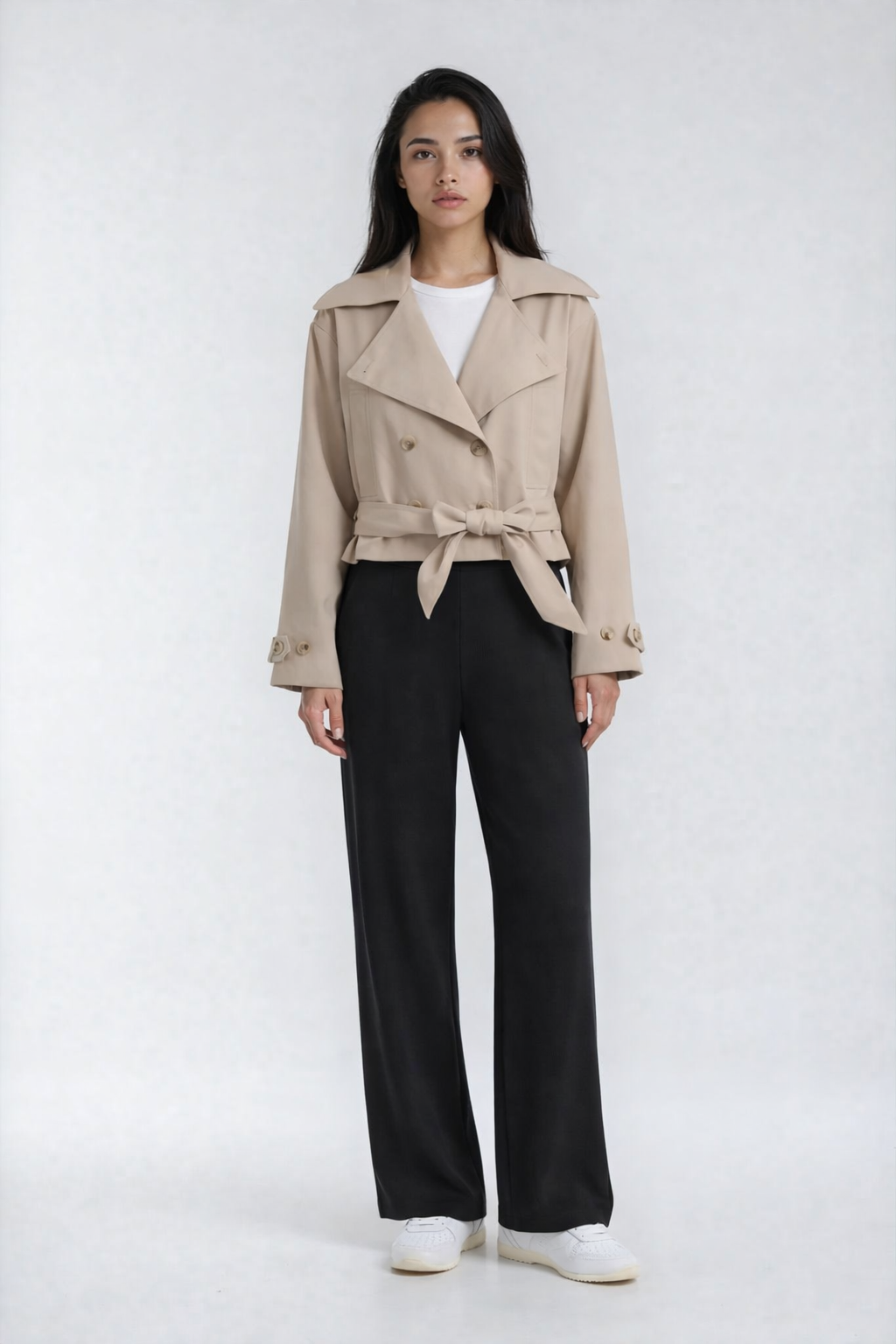 LuxeFlow Trouser Pant – Pleated Pull-On Wide Leg Pant Black