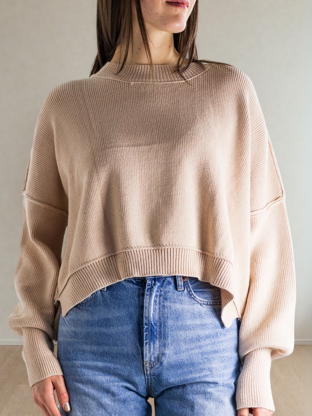Celeste Silky Knit Sweater in Sand