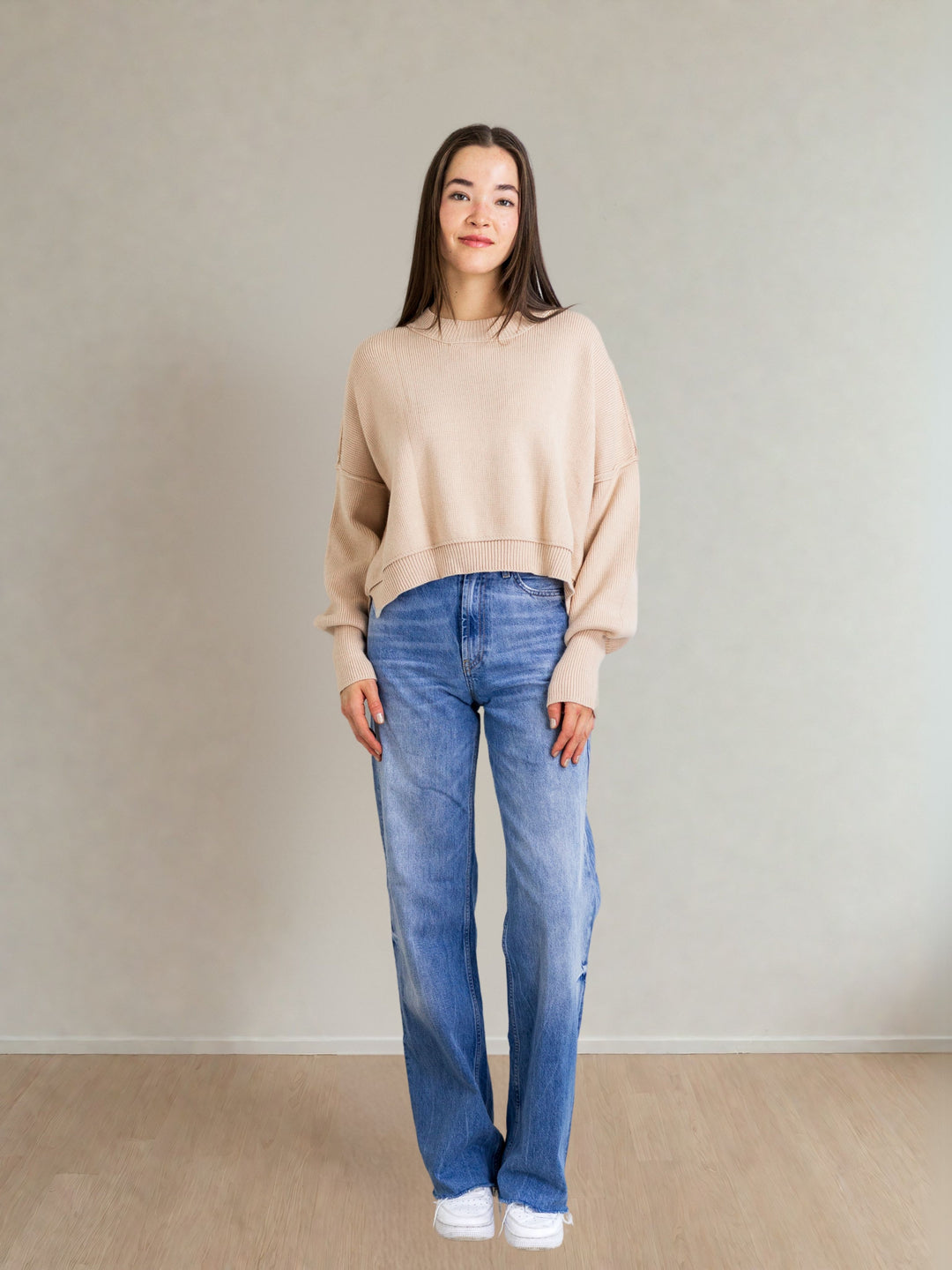 Celeste Silky Knit Sweater in Sand