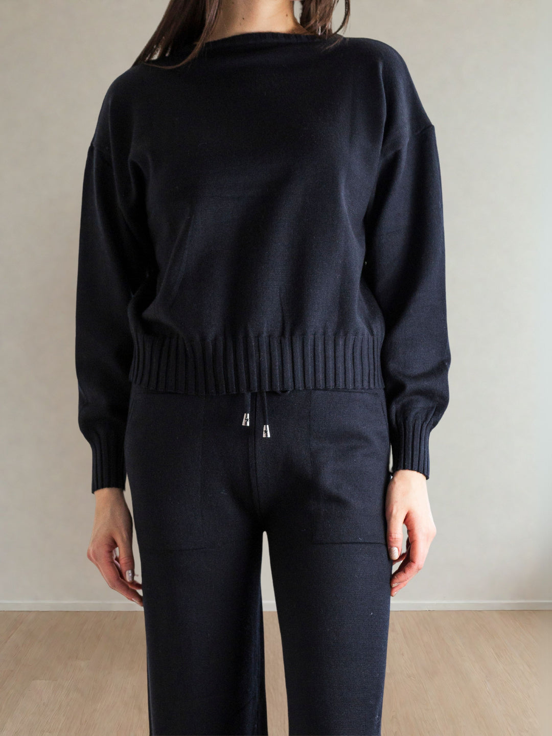 Odette Knit Pant Set in Black