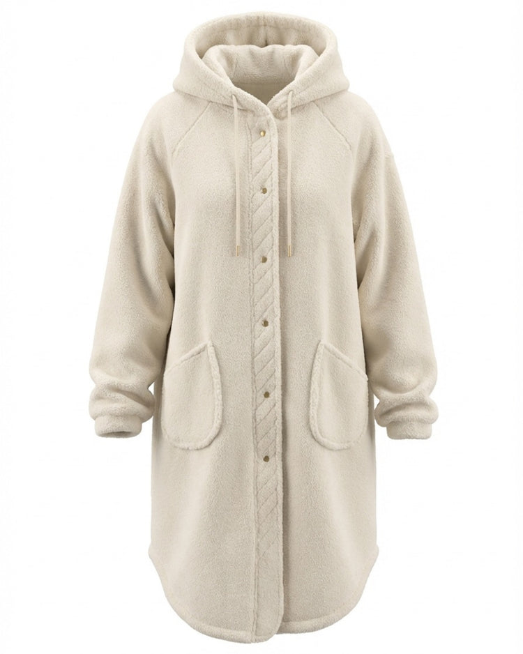 Tula teddy coat cream – flat detail – PRIV the Brand