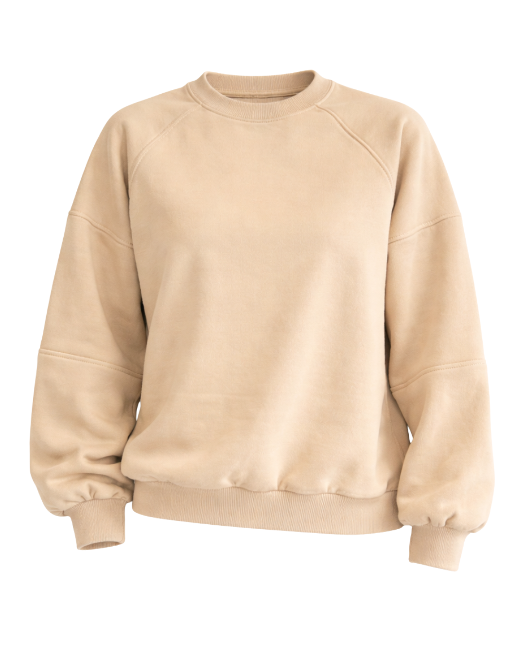 Cece - Fleece Crew Neck Spring Sweatshirt In Camel