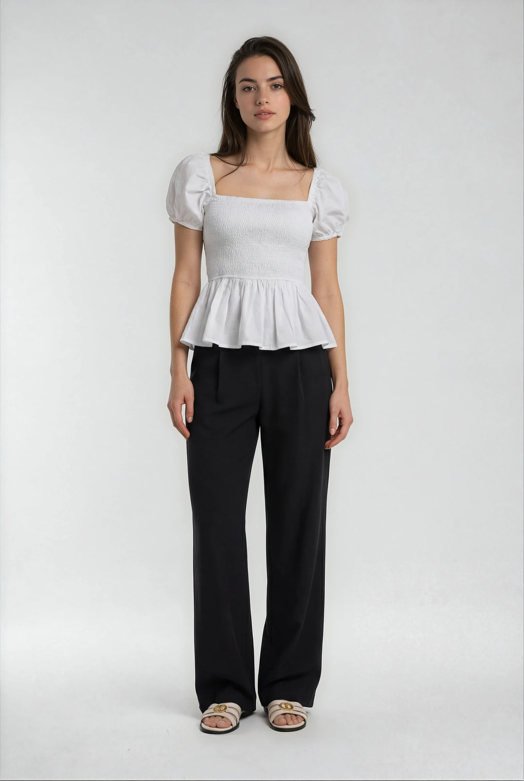LuxeFlow Trouser Pant – Pleated Pull-On Wide Leg Pant Black