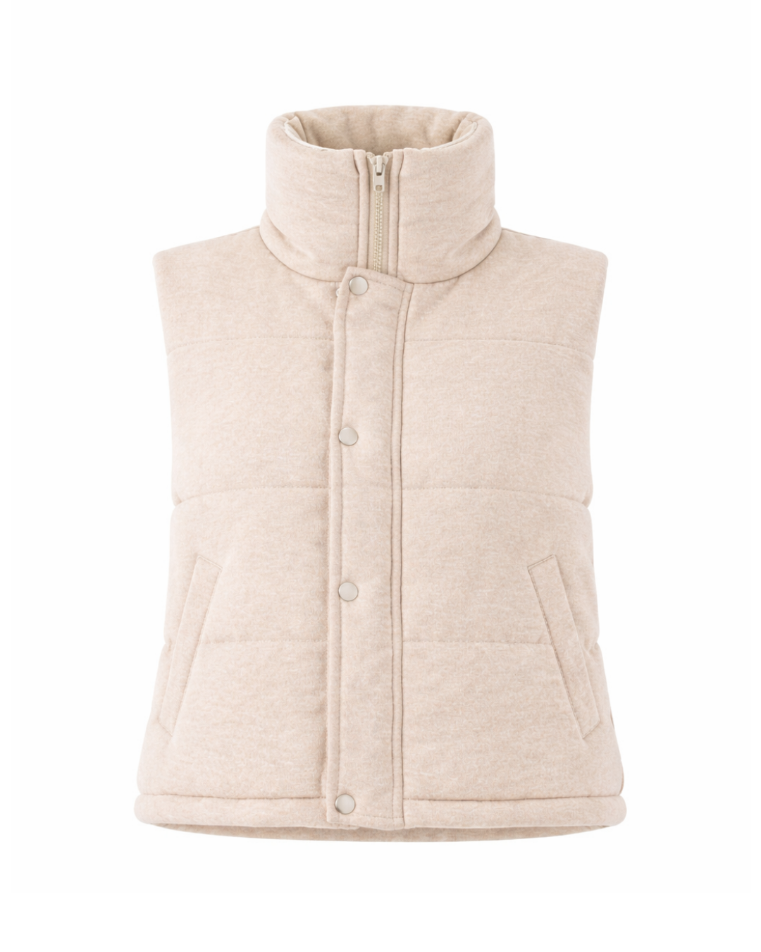 Cora Knit Puffer Vest in Oat