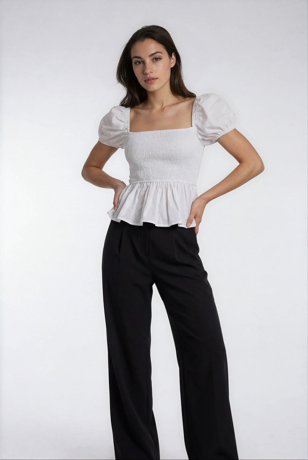 LuxeFlow Trouser Pant – Pleated Pull-On Wide Leg Pant Black