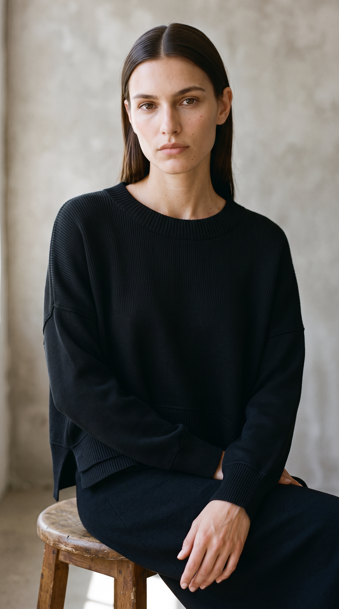Celeste Silky Knit Sweater in Black