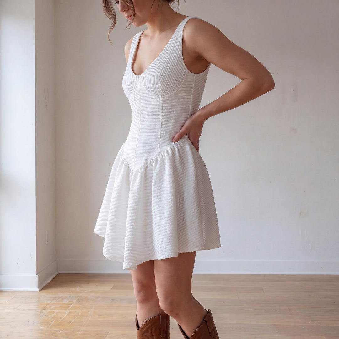 Elliot Crepe Ballerina Dress Ivory