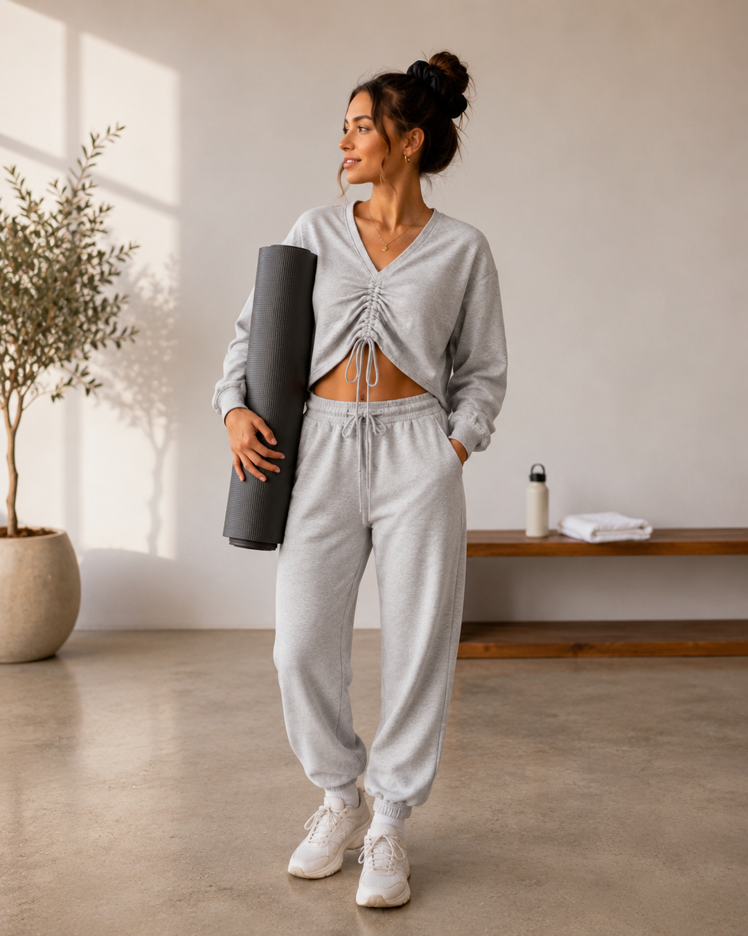 Margot Fleece Jogger - Relaxed Drawstring Lounge Pant Dove