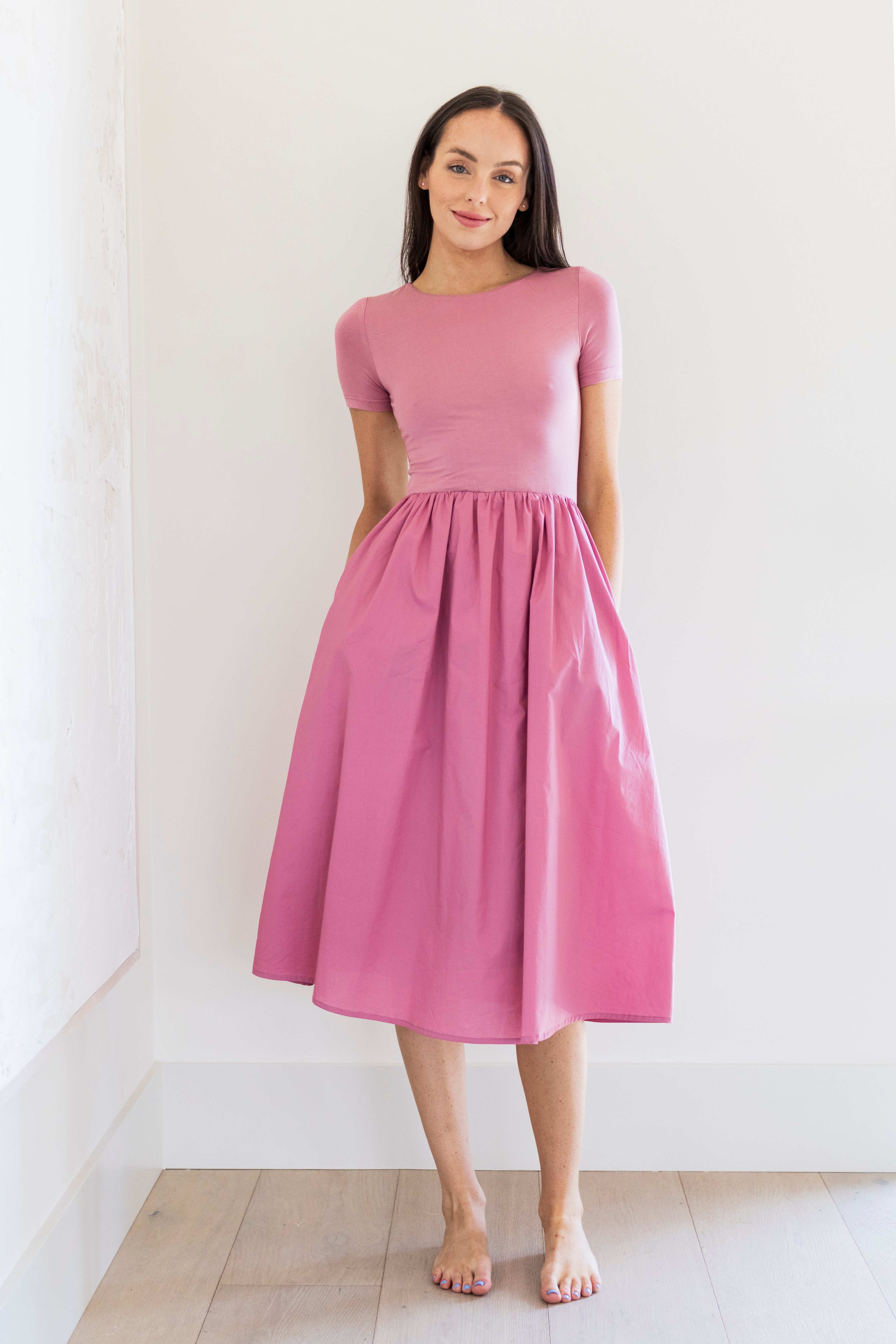 Dusty rose midi dress deals