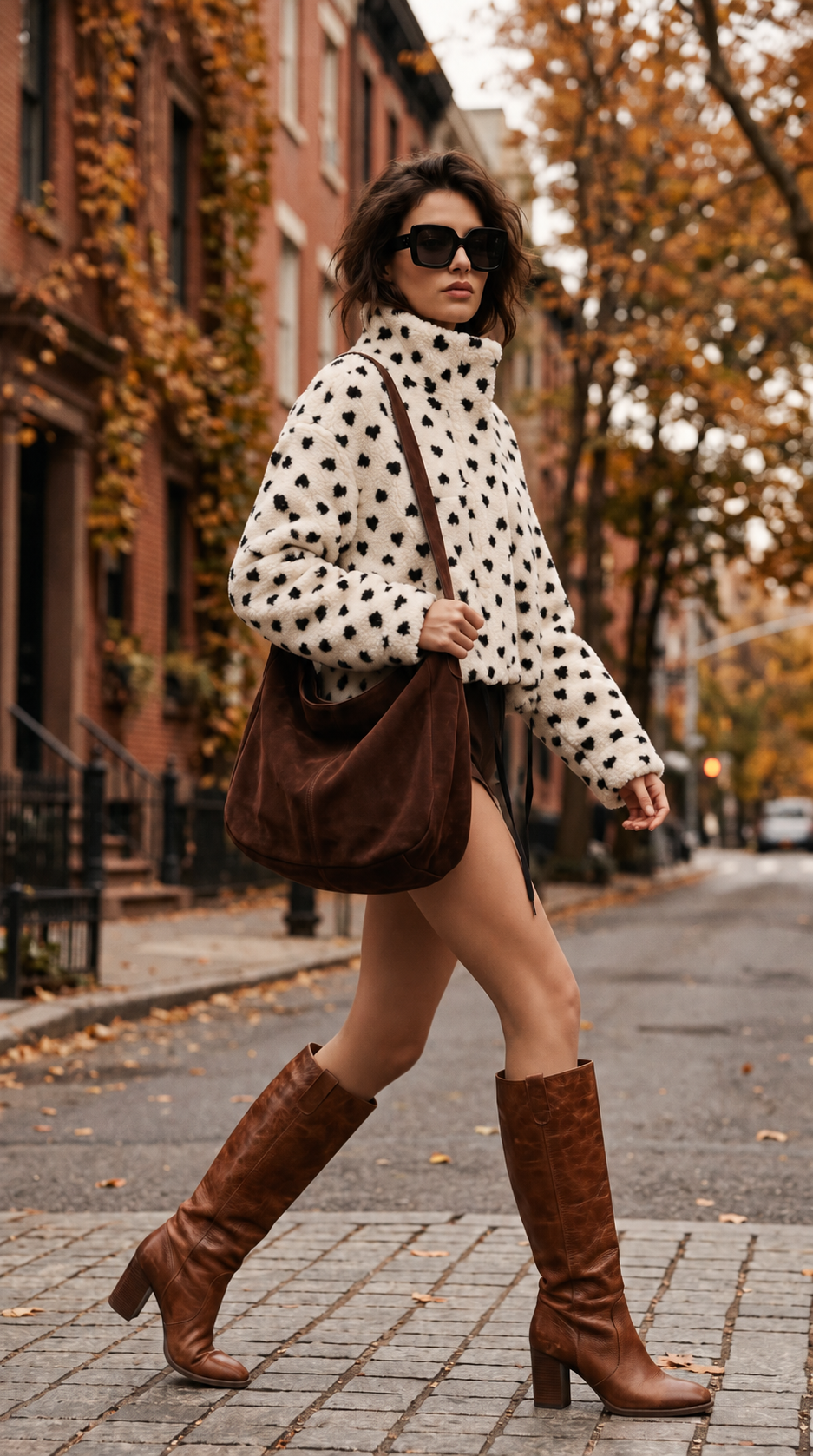 Cleo – Plush Teddy Coat In Heart Print