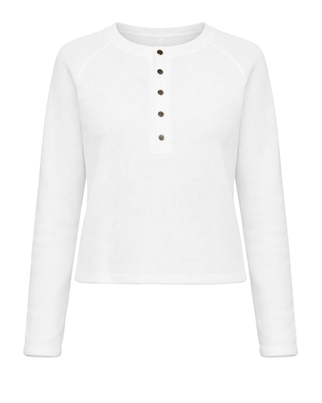 Tommy Long Sleeve Waffle Henley Tee in White