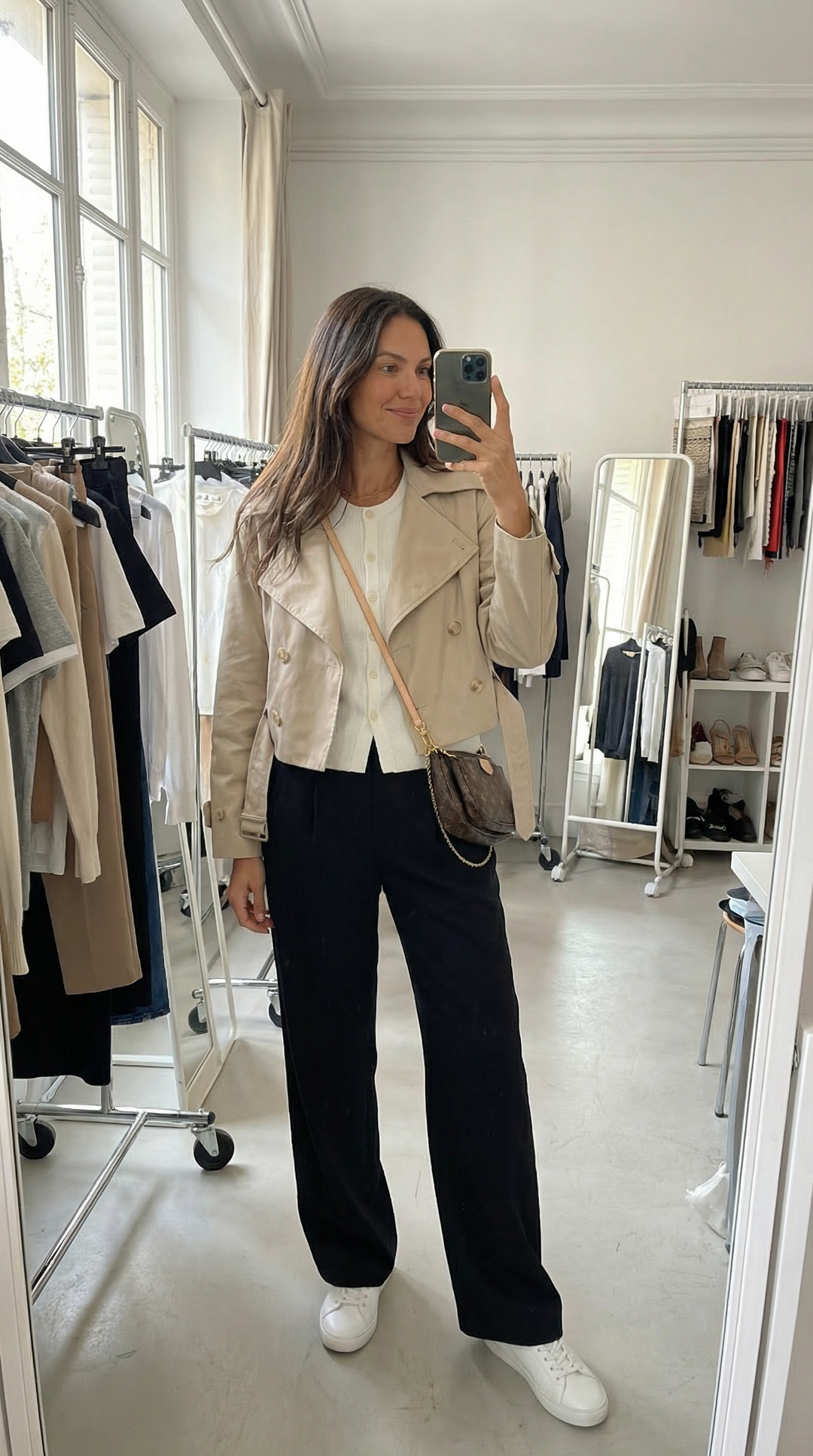 Elowen - Double Breasted Belted Cropped Spring Trench Jacket Tan