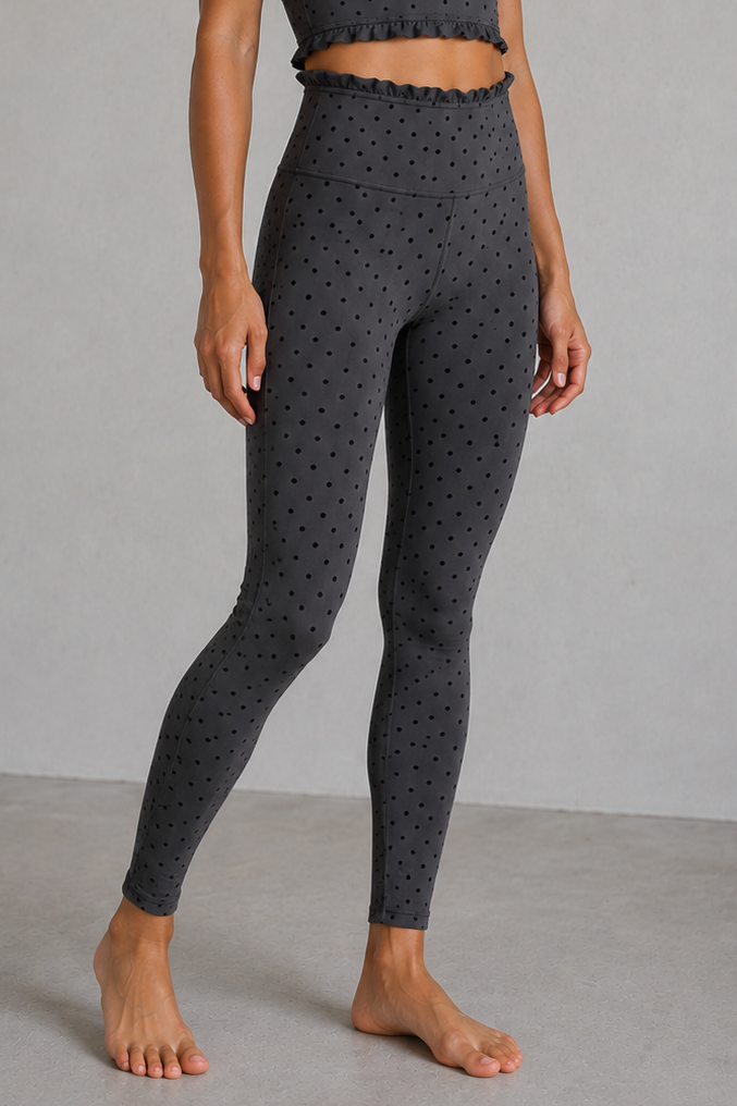 FORM Sage – High Rise Performance Leggings In Charcoal/Black Polka Dot