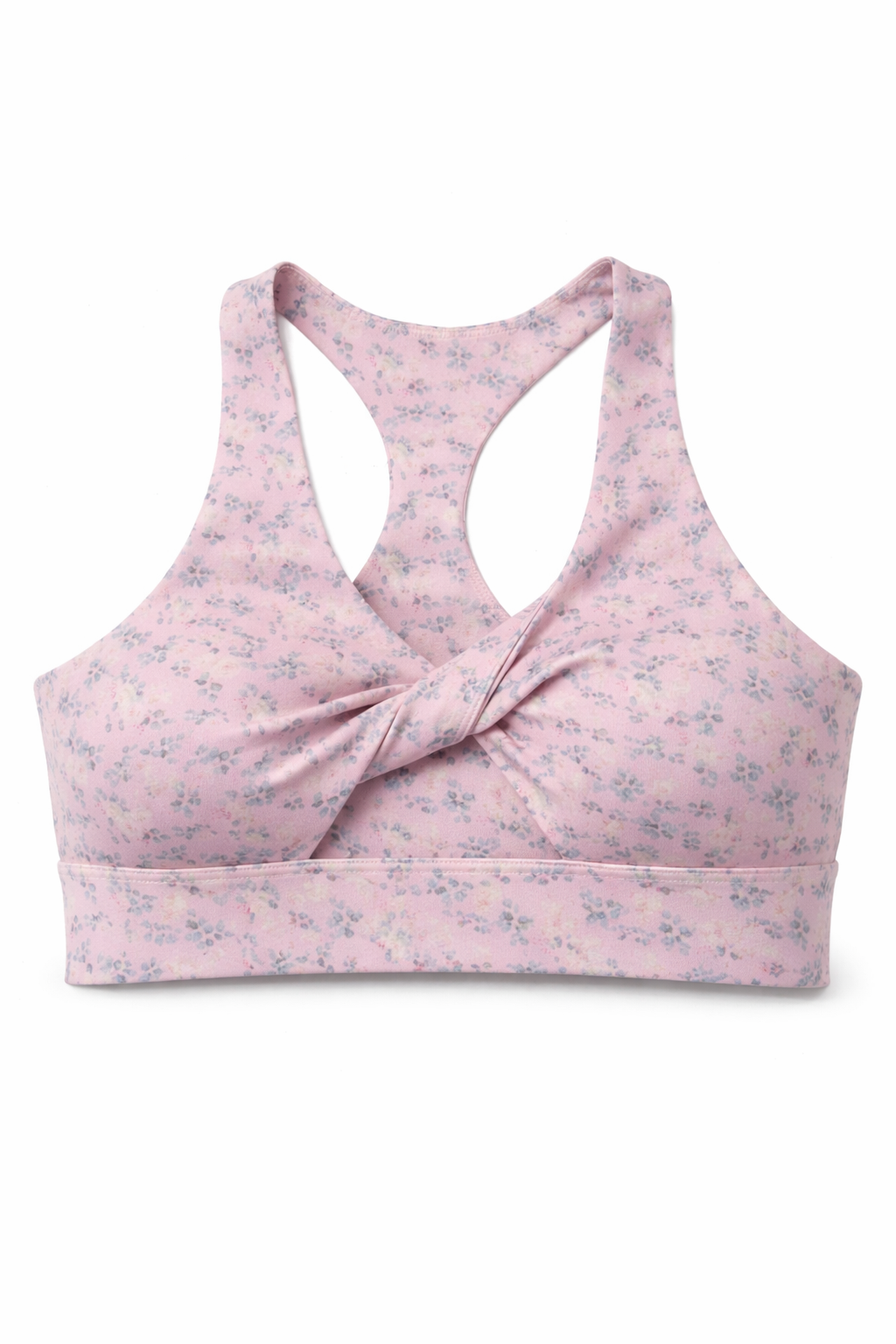 Aira Twisted Performance Bra in White Rose Print