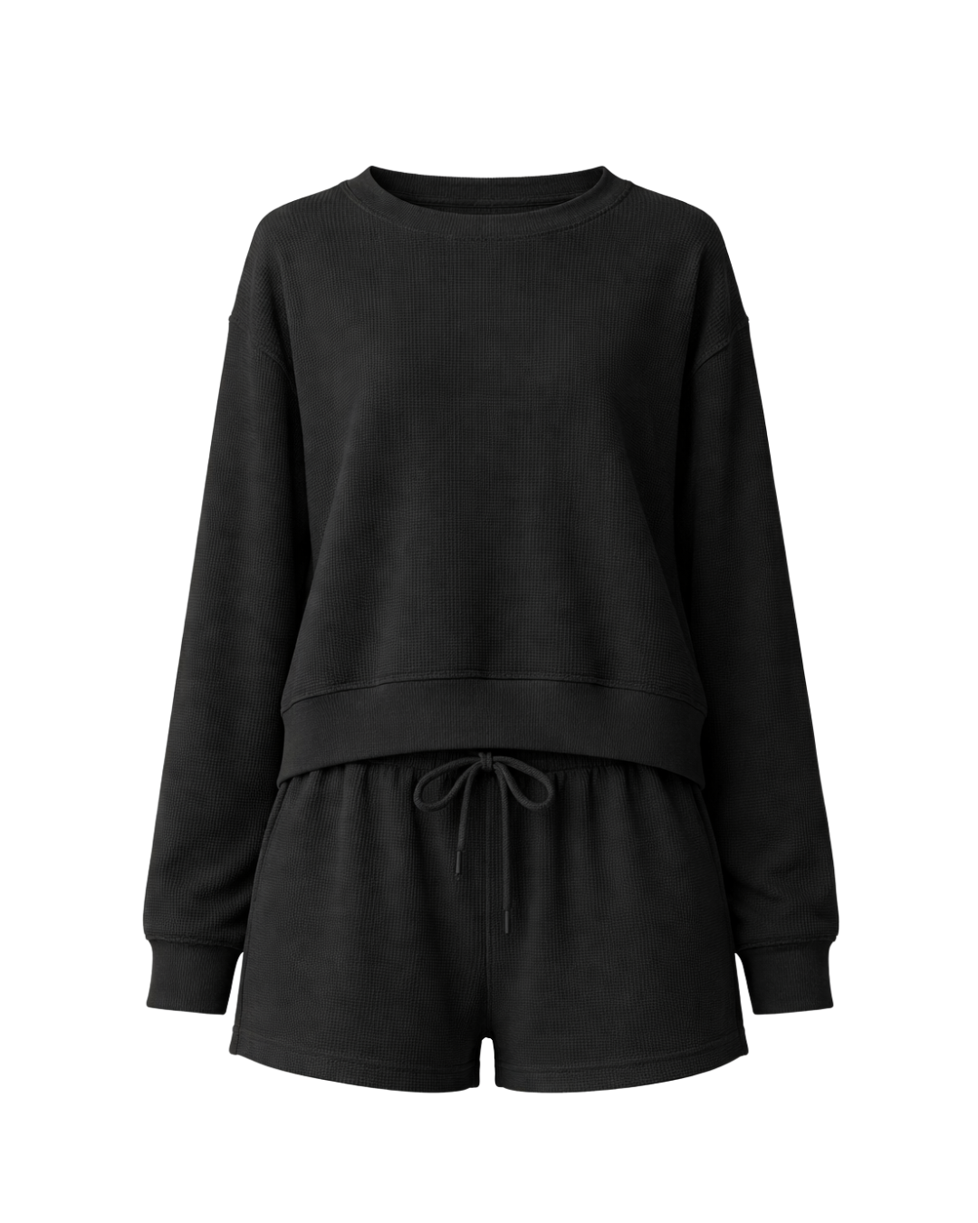 Everyday Waffle Short Set Black