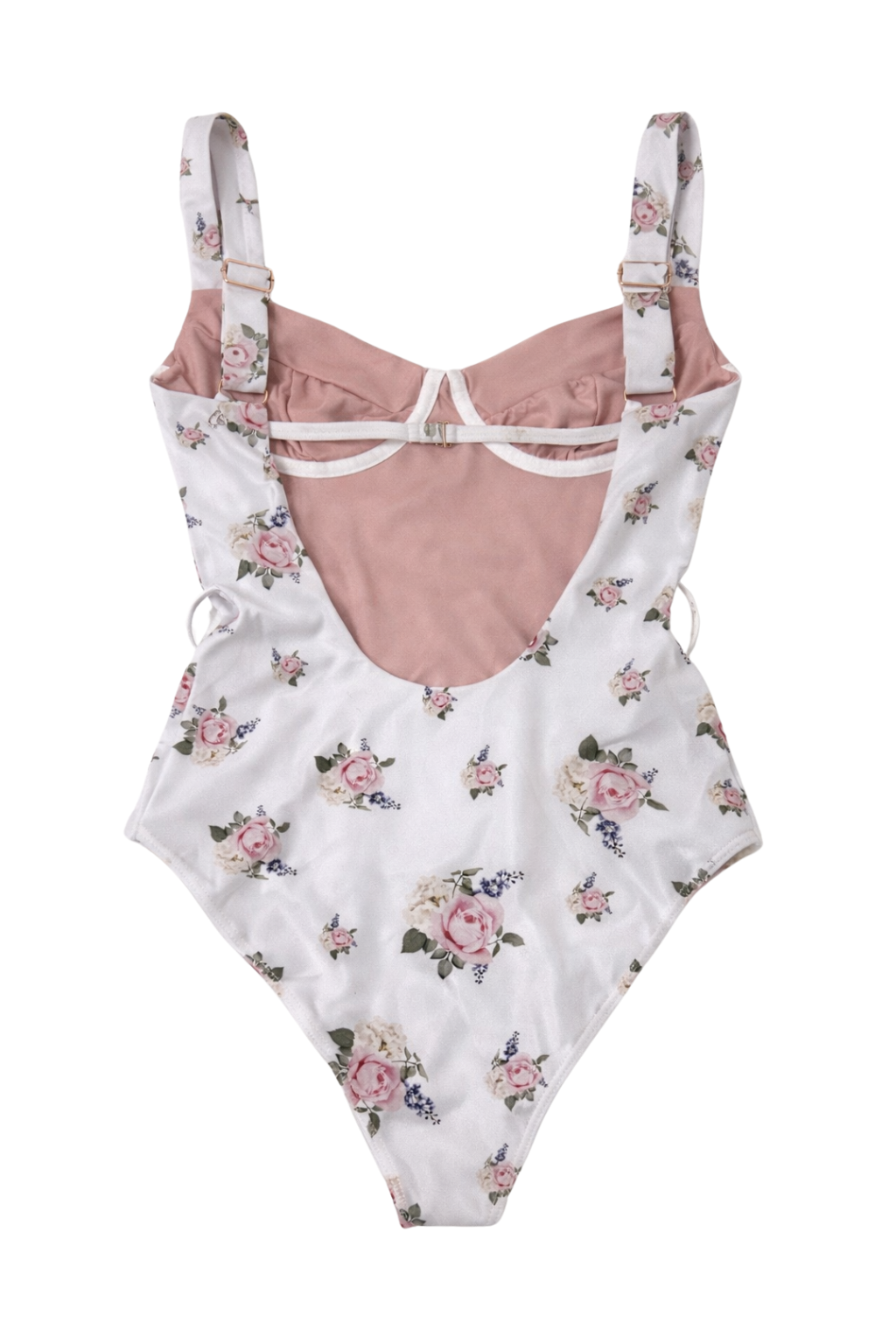 Bonica Tie Waist One Piece Swimsuit in White Floral