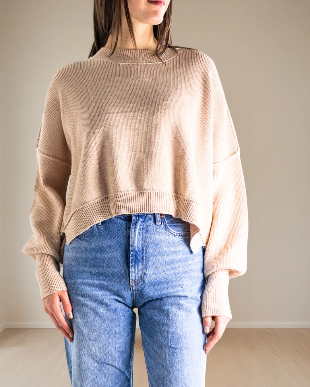 Celeste Silky Knit Sweater in Sand