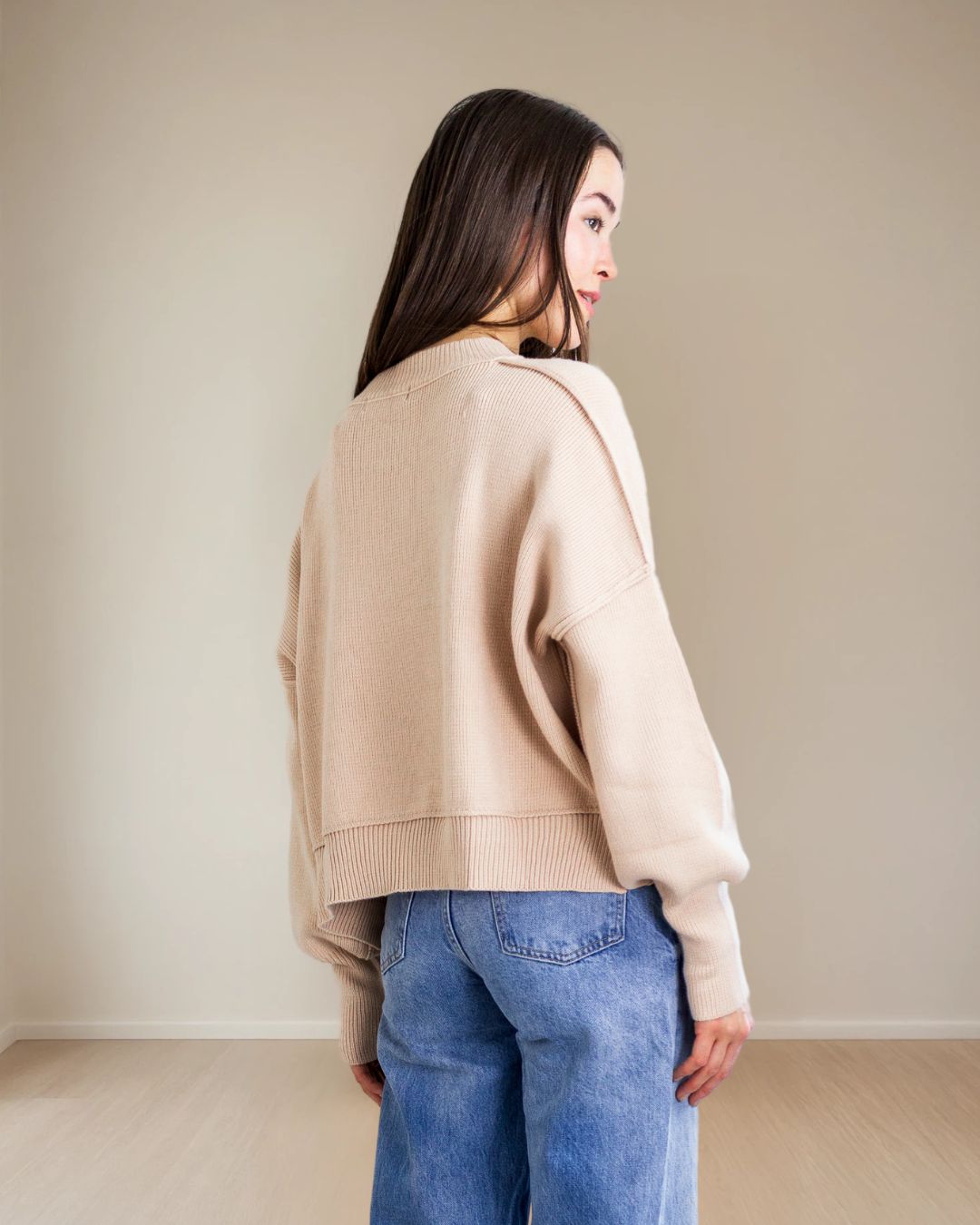 Celeste Silky Knit Sweater in Sand