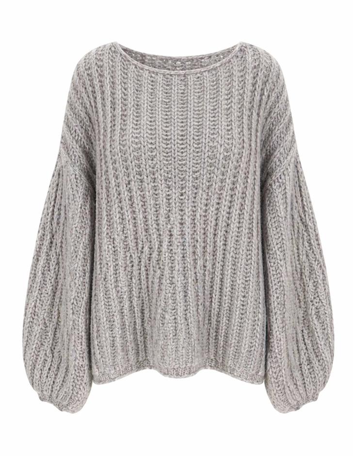 Evianna knit sweater stone – flat detail – PRIV the Brand