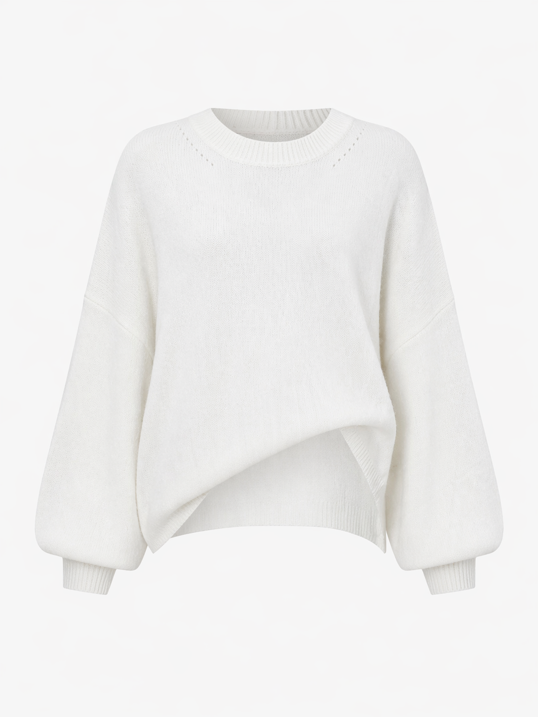Veda knit sweater white – flat detail – PRIV the Brand