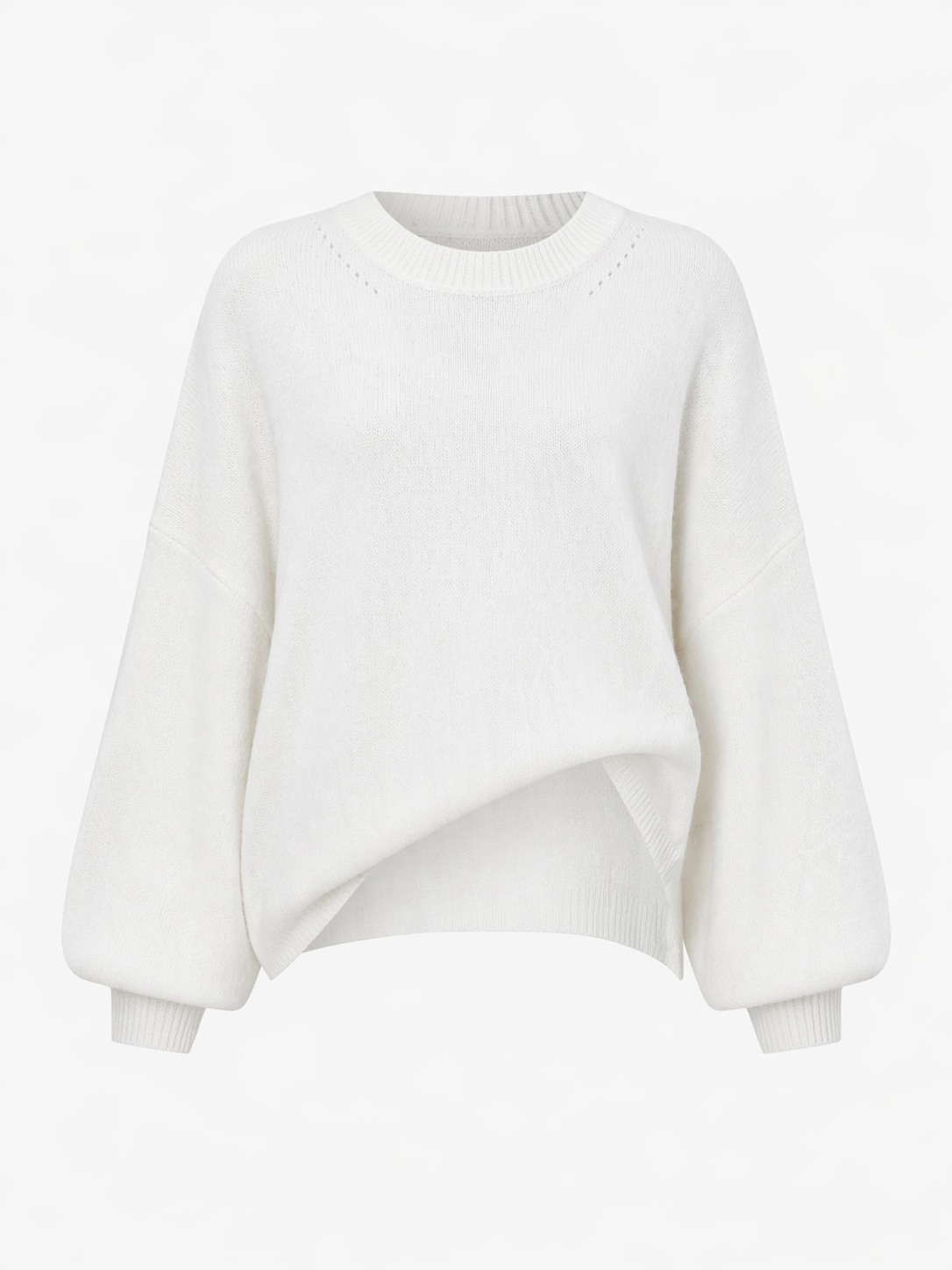Veda knit sweater white – flat detail – PRIV the Brand