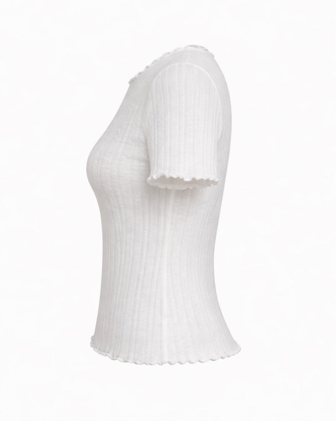 Chrissy Ruffle Hem Tee White