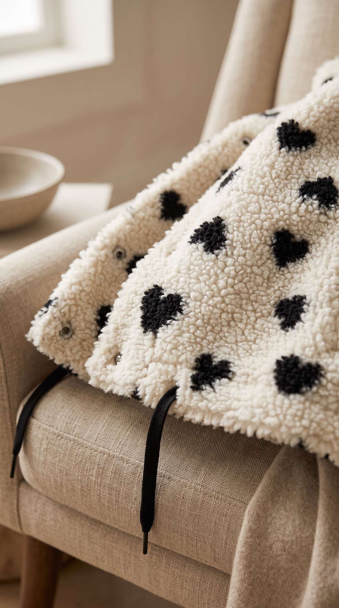 Cleo – Plush Teddy Coat In Heart Print
