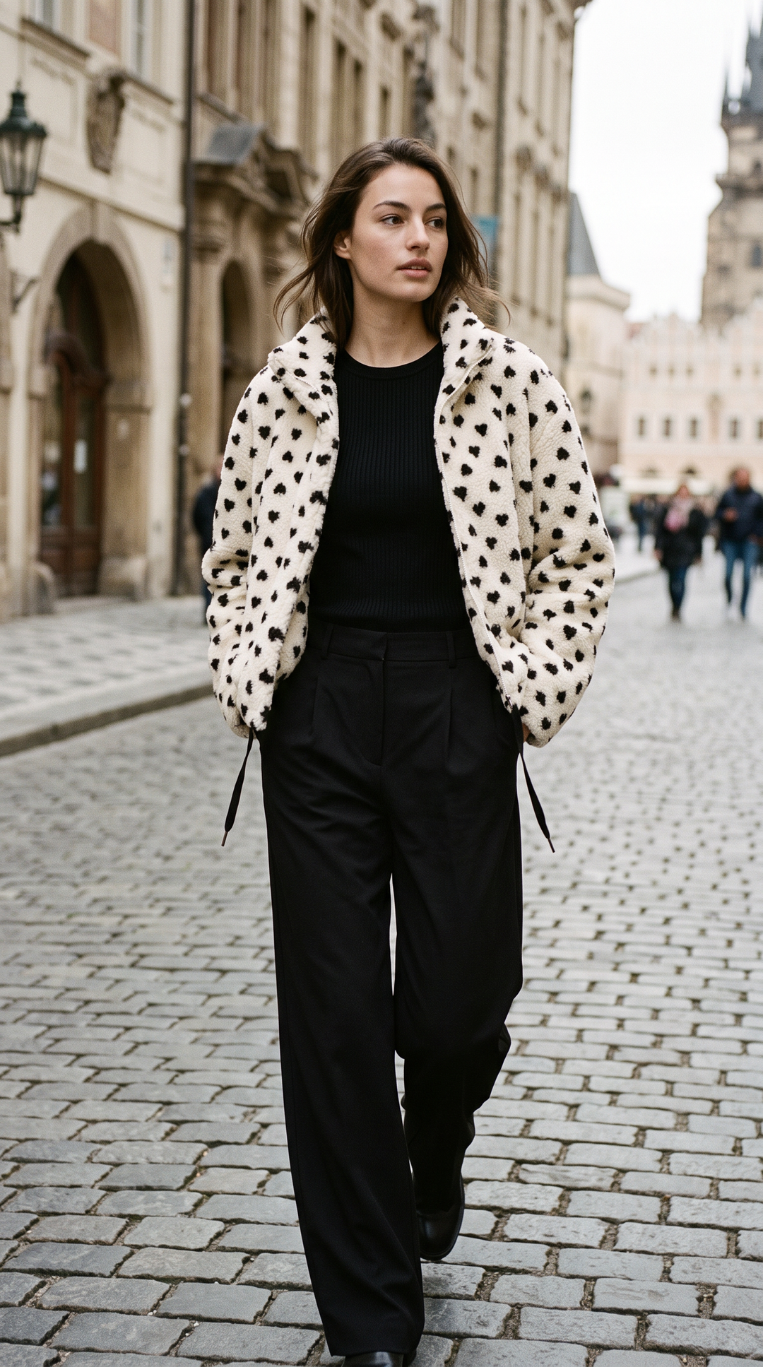Cleo – Plush Teddy Coat In Heart Print