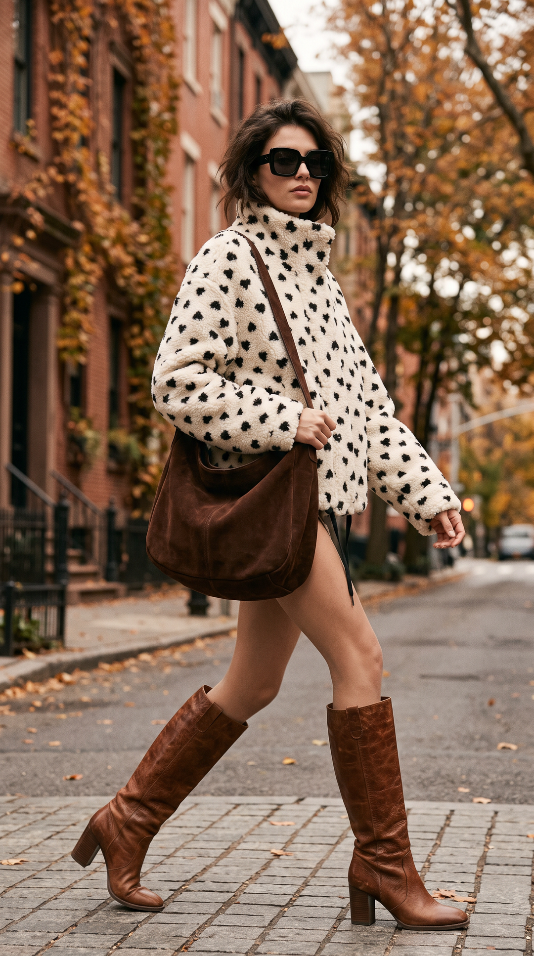 Cleo – Plush Teddy Coat In Heart Print