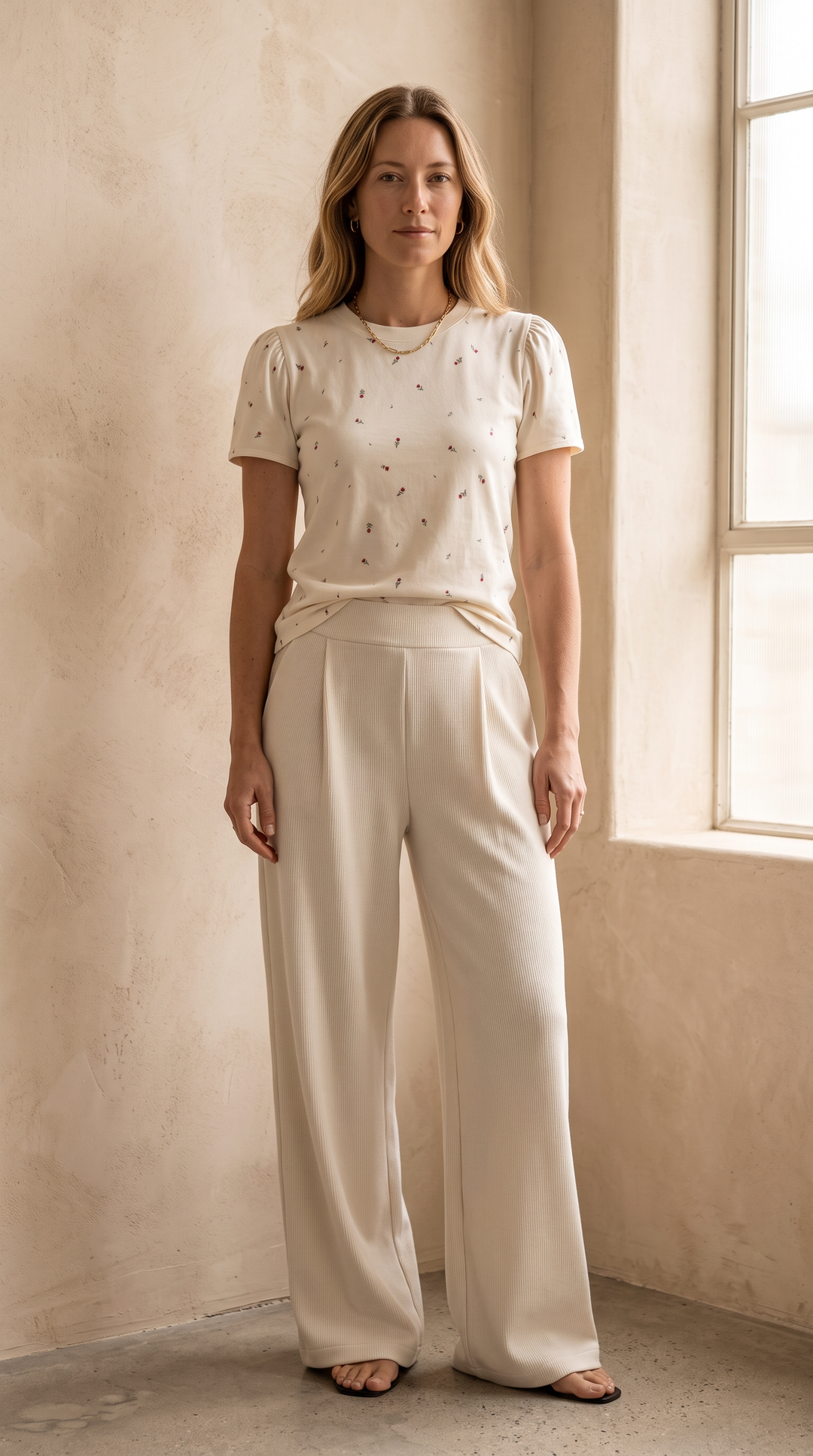 Luxeflow - Elevated Wide Leg Sweatpants Trouser Pants Ivory