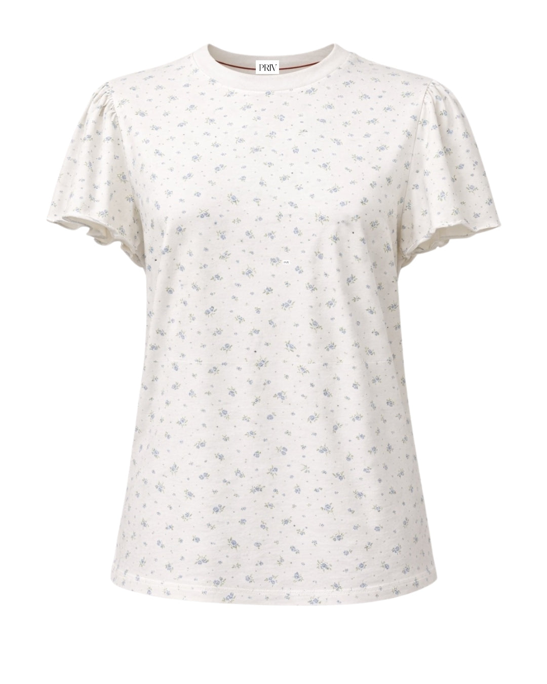 Floral ruffle sleeve t shirt