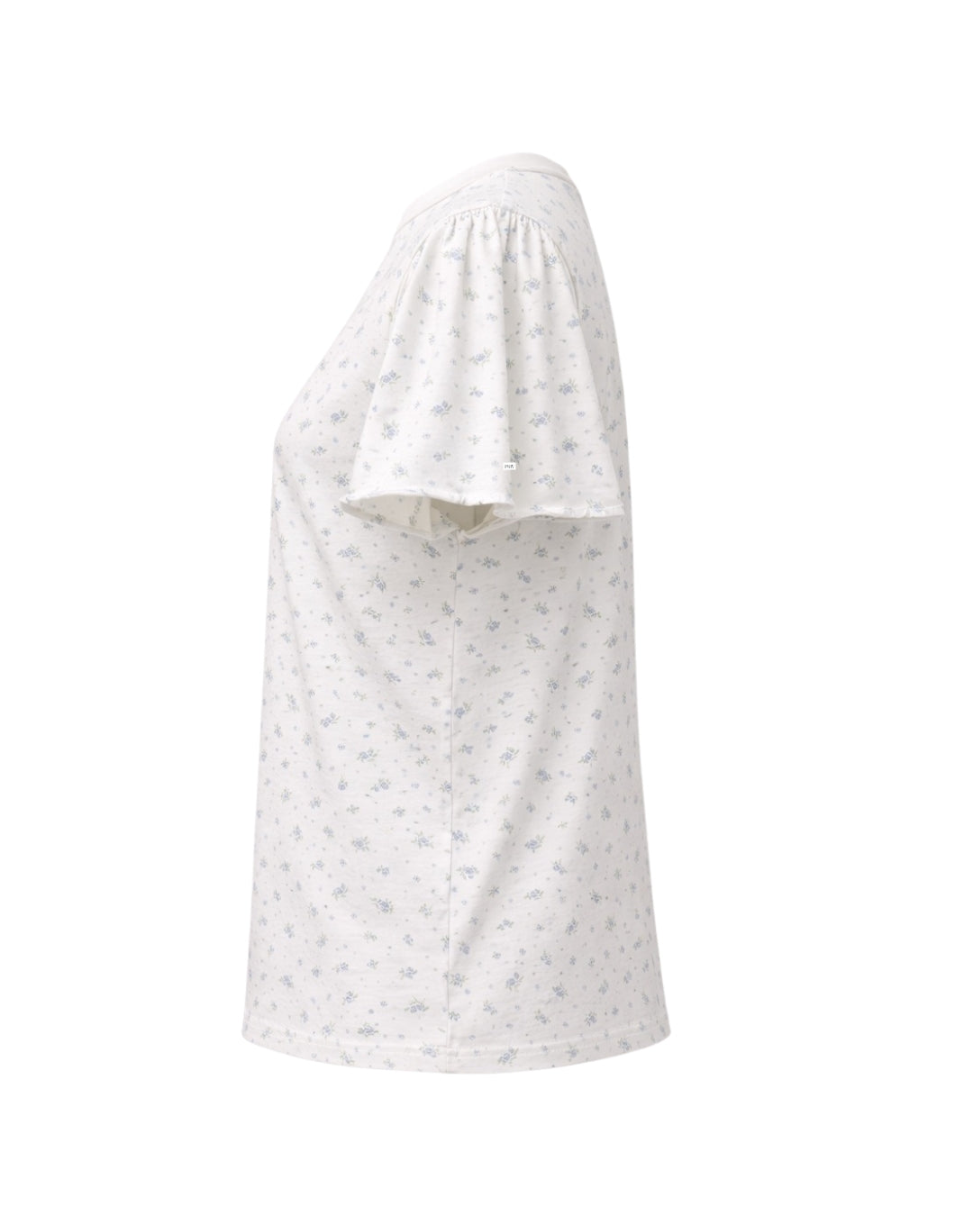 Lightweight floral short sleeve top side view