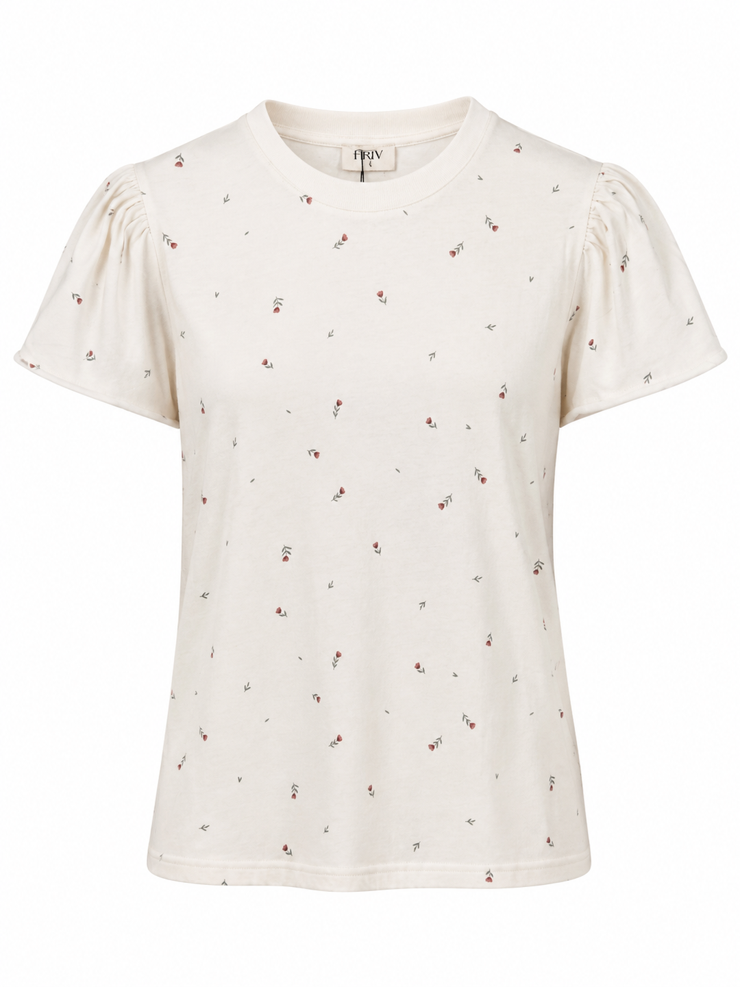Colette - Ruffle Sleeve Soft Printed Everyday Cotton T-Shirt Tulips