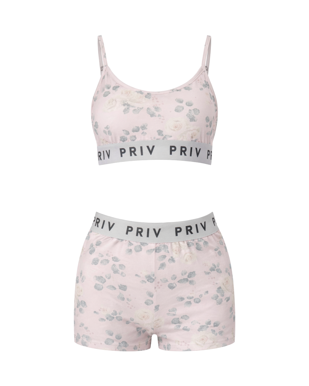 Sweet Cheeks Intimates Set in White Rose Print