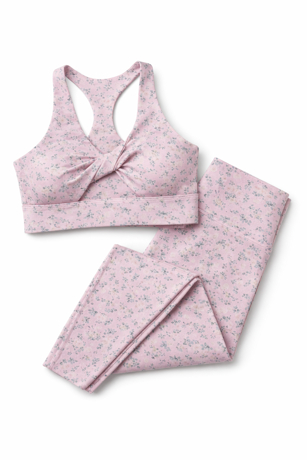 Aira Twisted Performance Bra in White Rose Print