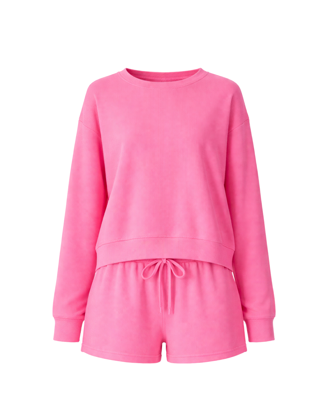 Everyday Waffle Short Set Hot Pink