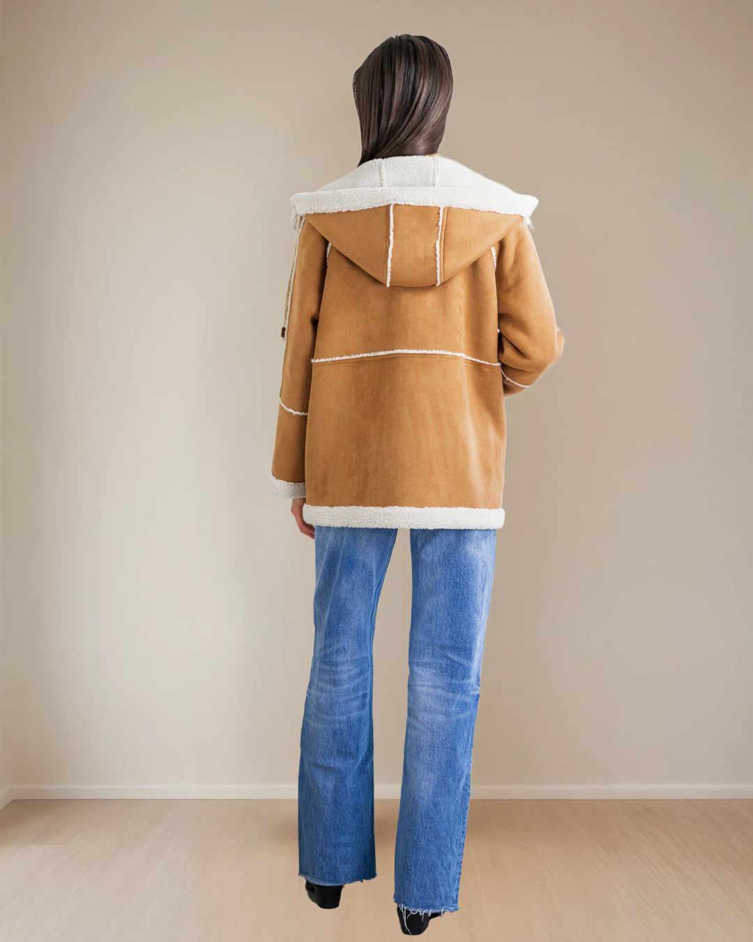 Daphne Button Down Hooded Coat in Camel