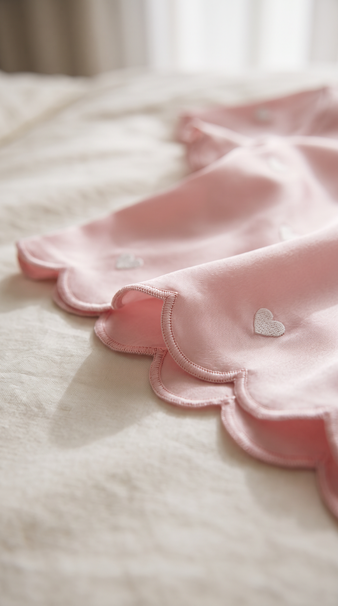 Daybreak PJ Set – Scalloped Trim Pajama Set Pink