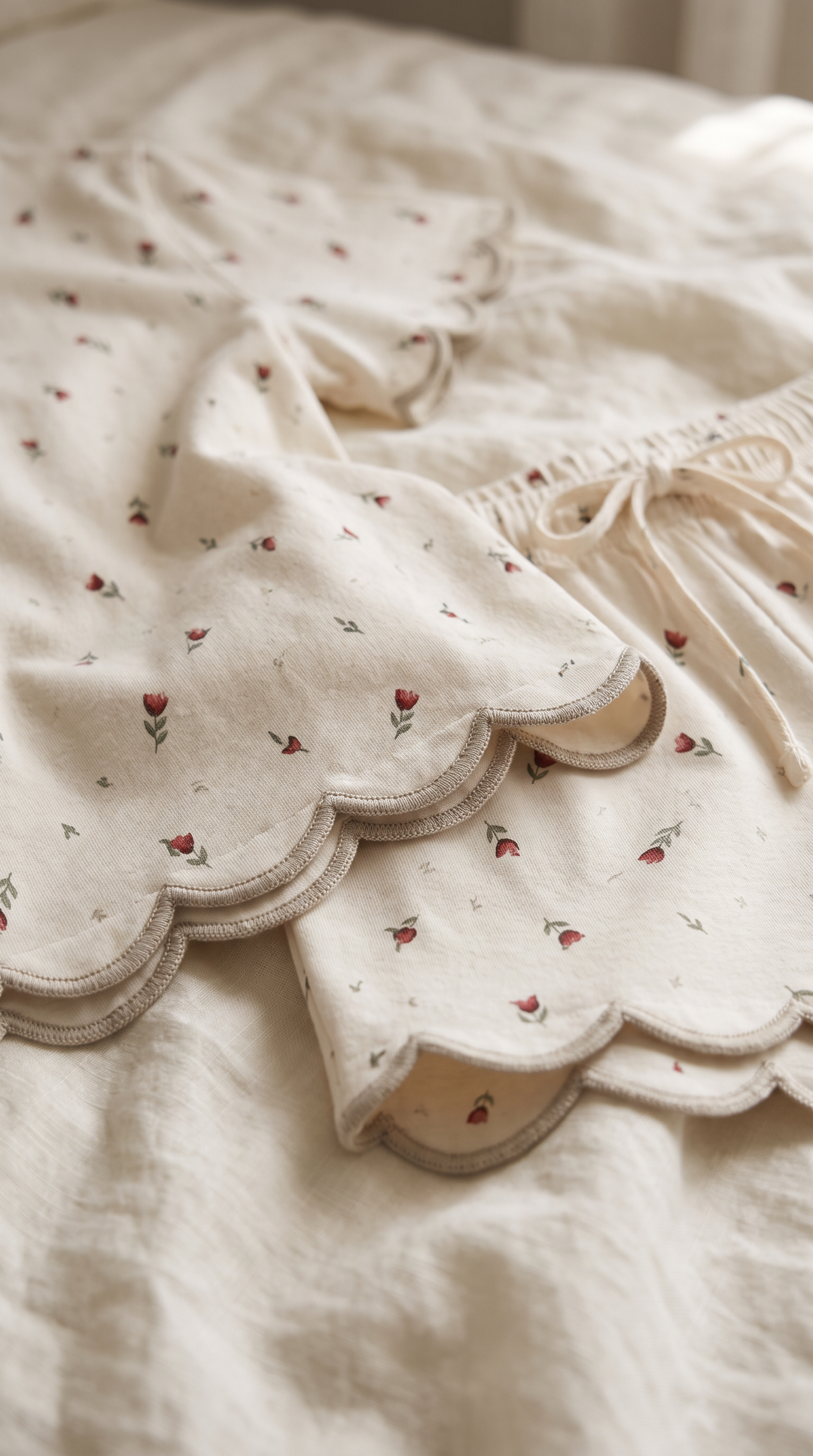 Daybreak PJ Set – Scalloped Trim Pajama Set Tulips
