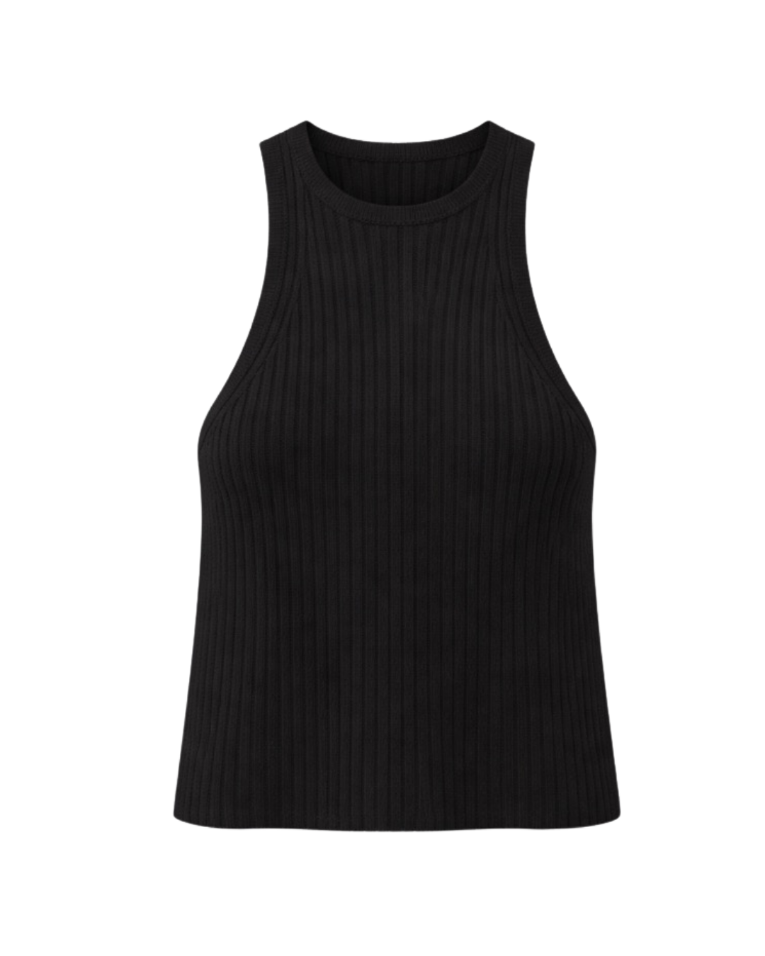 Fiona - Ribbed Knit Sleeveless Top In Black