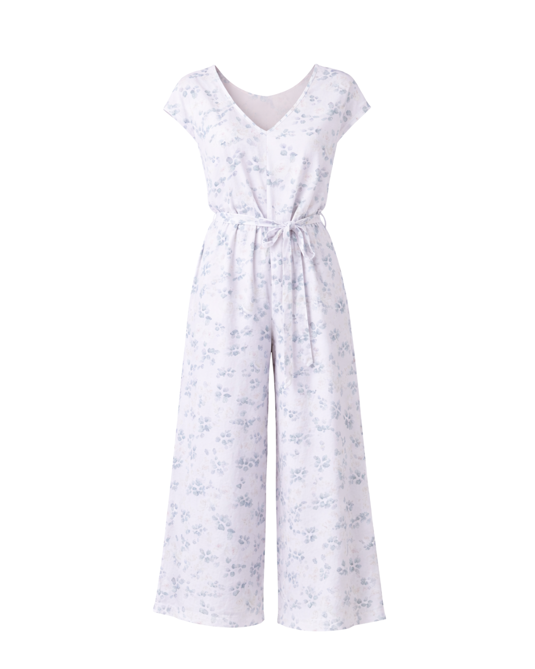 Errand Day Romper in White Rose Print