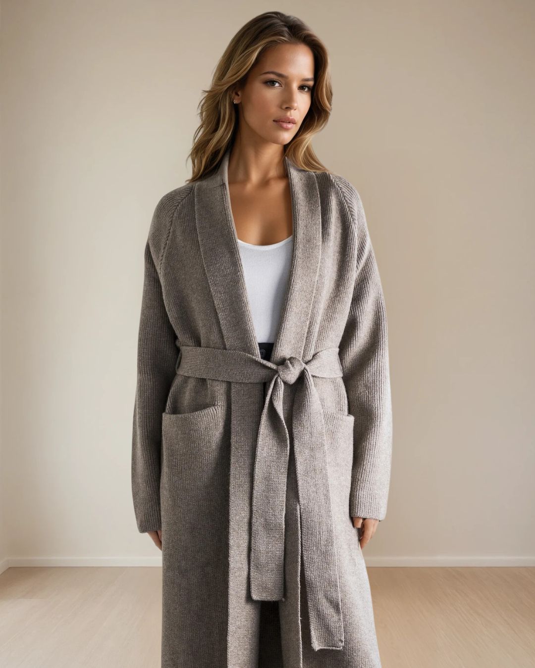 Wrap yourself in effortless elegance with our Eleanor Longline Knit Cardigan. Designed in a soft, mid-weight knit, this open-front layer drapes beautifully for a relaxed yet refined silhouette